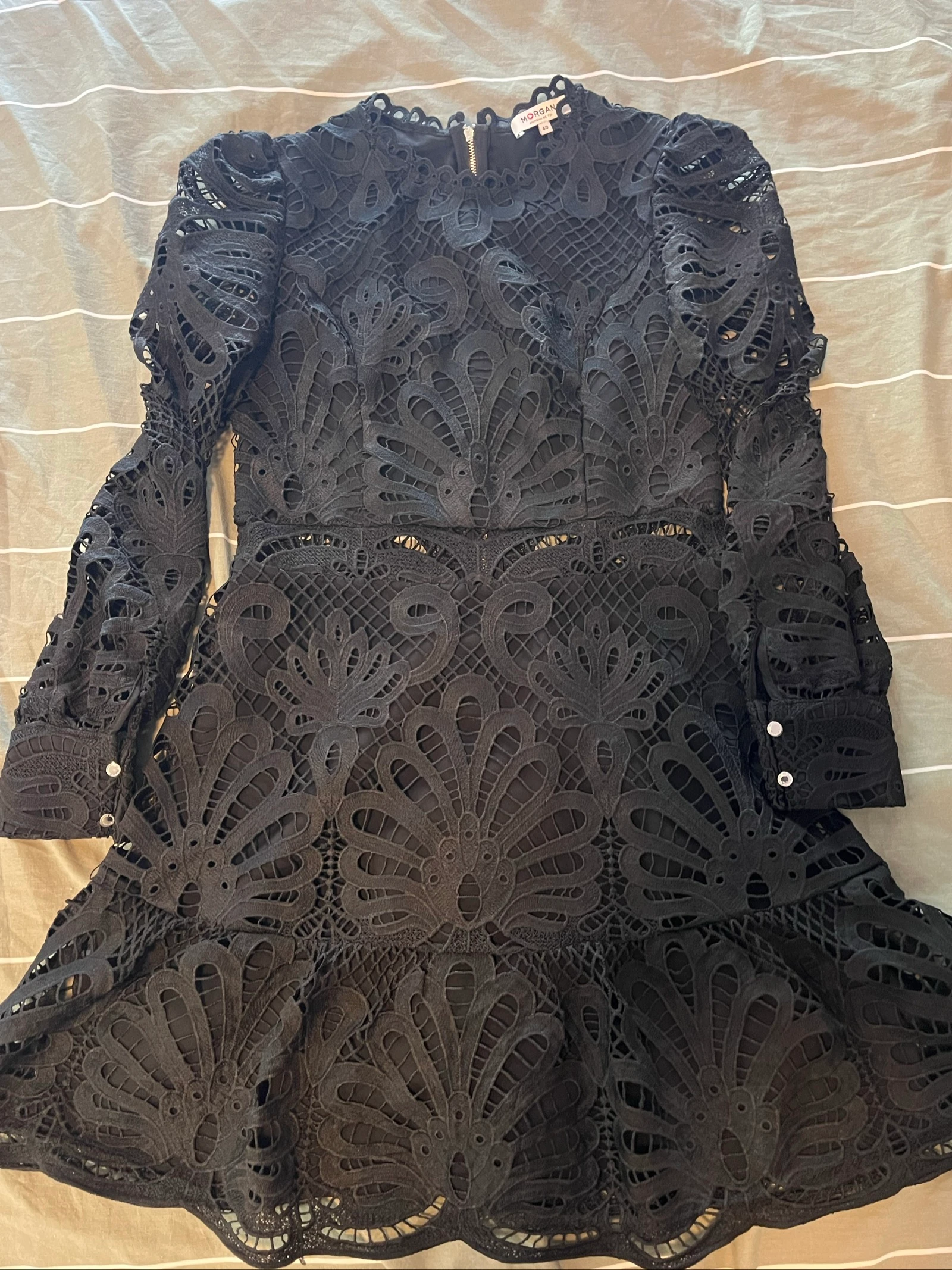 Black guipure dress Morgan / 232-ROSLO Size 40 – photo 2